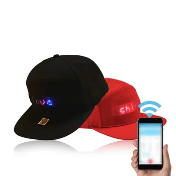 Bluetooth LED дисплей светещ бейзболна шапка на Flash Character Преводачи Animation App Party Baseball Мъжки Golf Fishing Cap Sun Hat 3678