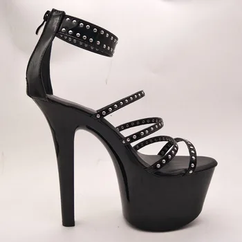 LAIJIANJINXIA нови черни обувки на платформа дамски помпи 17 см токчета за дамски летни сандали плюс размер обувки секси каишка на щиколотке високи токчета 12782