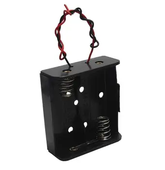 MasterFire 500 бр./лот от черна пластмаса САМ Battery Holder кутия за съхранение за носене 2 слота C размер 3V батерия притежателя на капака на клетката с кабели 5981