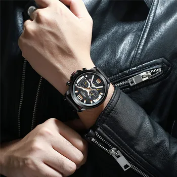 NIBOSI мъжки часовници най-добрата марка на луксозни хронограф мъжки часовници кожени Луксозни водоустойчив спортен часовник мъжки мъжки часовник човек часовник 2102