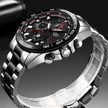Relogio LIGE военни часовници мъжки каишка от неръждаема стомана водоустойчив Кварцов ръчен часовник хронограф часовник мъжка мода, спортни часовници 1045