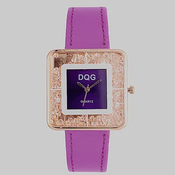 Zegarek damski нова луксозна марка DQG кварцови часовници, Модни дамски квадратни часовници женствена рокля на ежедневните кожени ръчни часовници Reloj 925