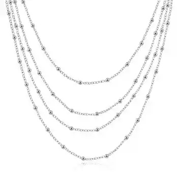 Коледен Подарък! high qauality silver pendant ,сладко small beads fashion Multi layer necklace Silver jewelry For Wedding Party 3183
