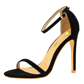 Мека стадо тънък ток елегантен Дамски сандали 2019 новият годишен Peep Toe мода ключалката високи токчета за Дамски обувки офис сандали 11 см 12501