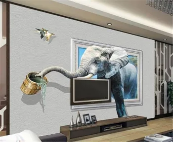 Потребителски цифров печат HD тапети 3D стерео слон пие стенни тапети със закрит ТЕЛЕВИЗИЯ фон стенни декорации стенни тапети 4066